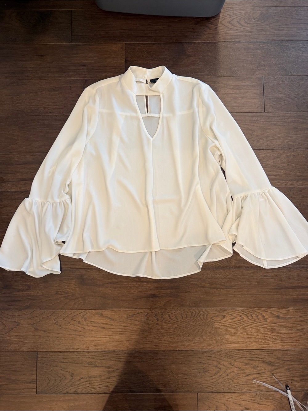 Atmosphere Off White Choker Long Bell Sleeve Chiffon Blouse Size 10 - C8-107